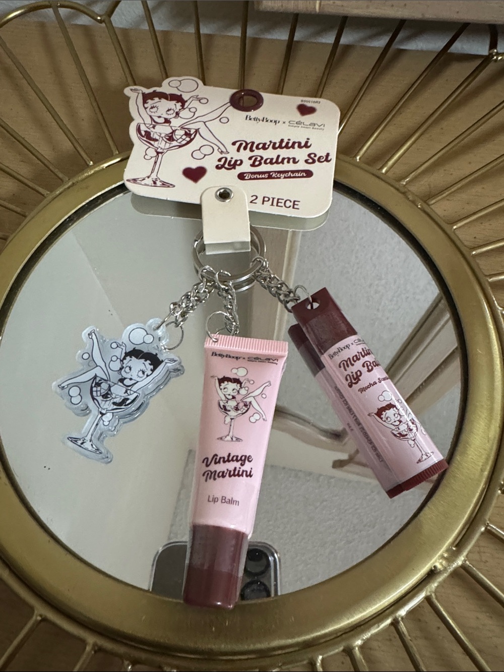 Betty Boop Vintage Martini Lip Balm Set - Pink & Maroon